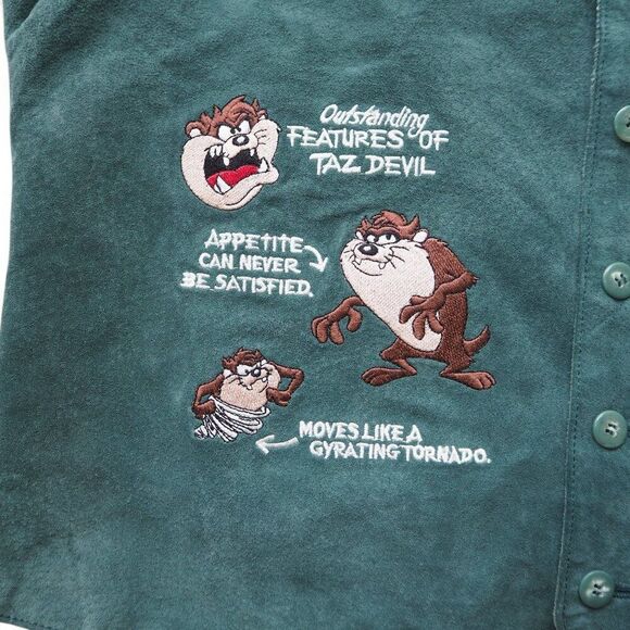 Warner Brothers Looney Tunes Vintage 90s Tasmanian TAZ Devil Suede Vest Unisex L - Picture 4 of 8